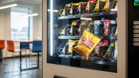 Distributori automatici o vending machine con patatine e dolci nella scuola