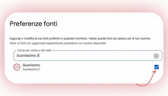 Come aggiungere Buonissimo alle fonti preferite
