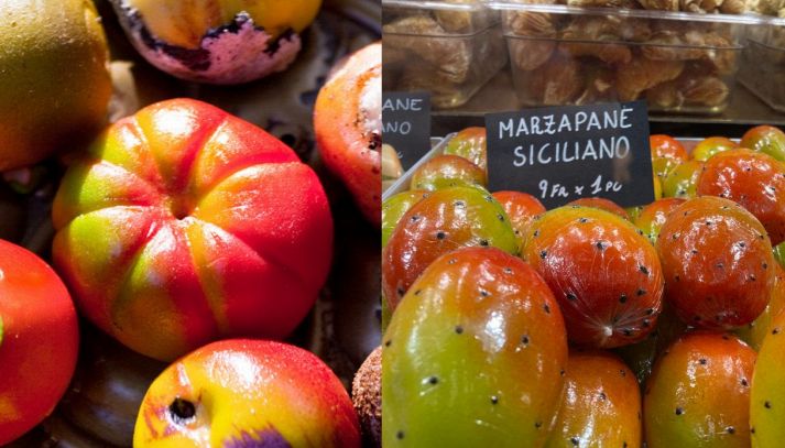 Marzapane e frutta realistica e martorana