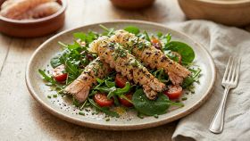 code di scampi alla griglia con insalata verde