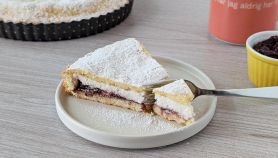 Fetta di torta di ricotta e visciole
