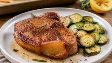 Braciole di maiale marinate al forno con zucchine