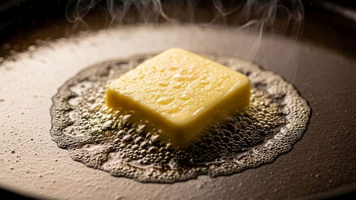 Padella con burro che si scioglie