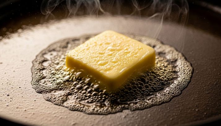 Padella con burro che si scioglie