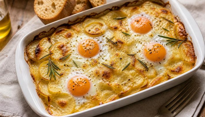 Patate al forno con uova e formaggio