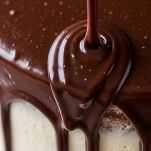 Cioccolato fondente che cola sul semifreddo