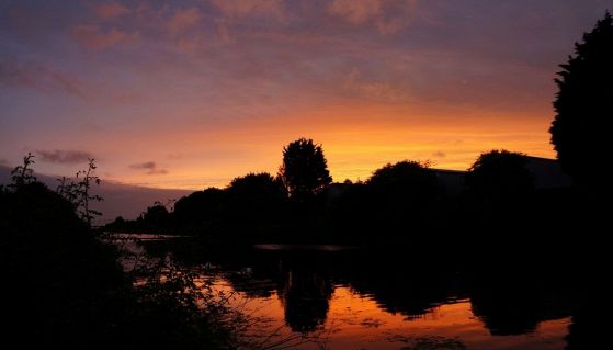 Vista dei Fens al tramonto nel Lincolnshire