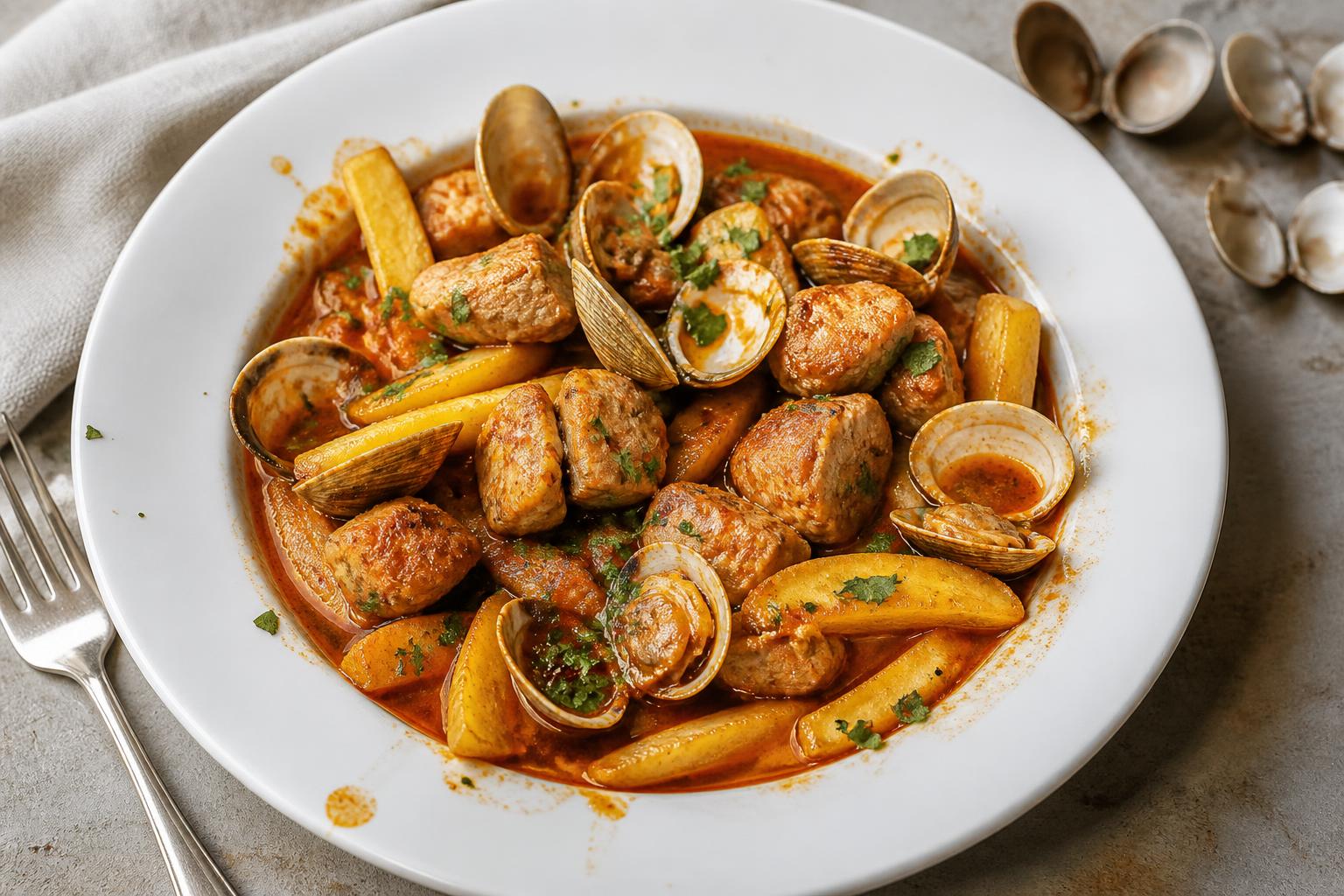 Maiale con le vongole alla portoghese