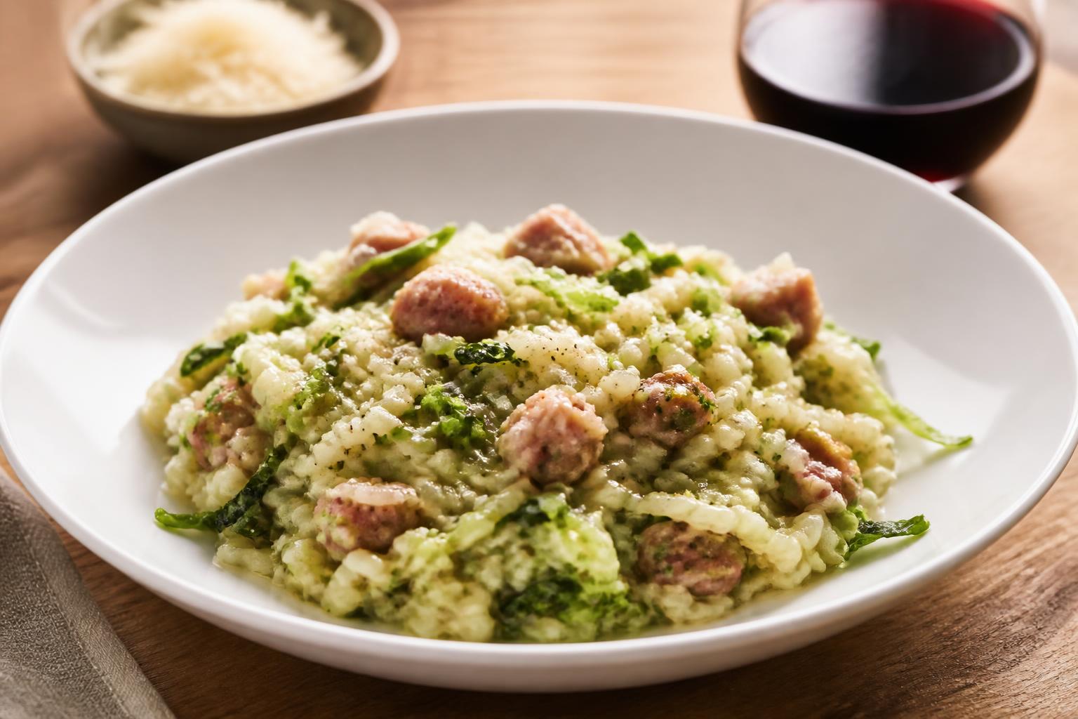 Risotto con verza e salsiccia