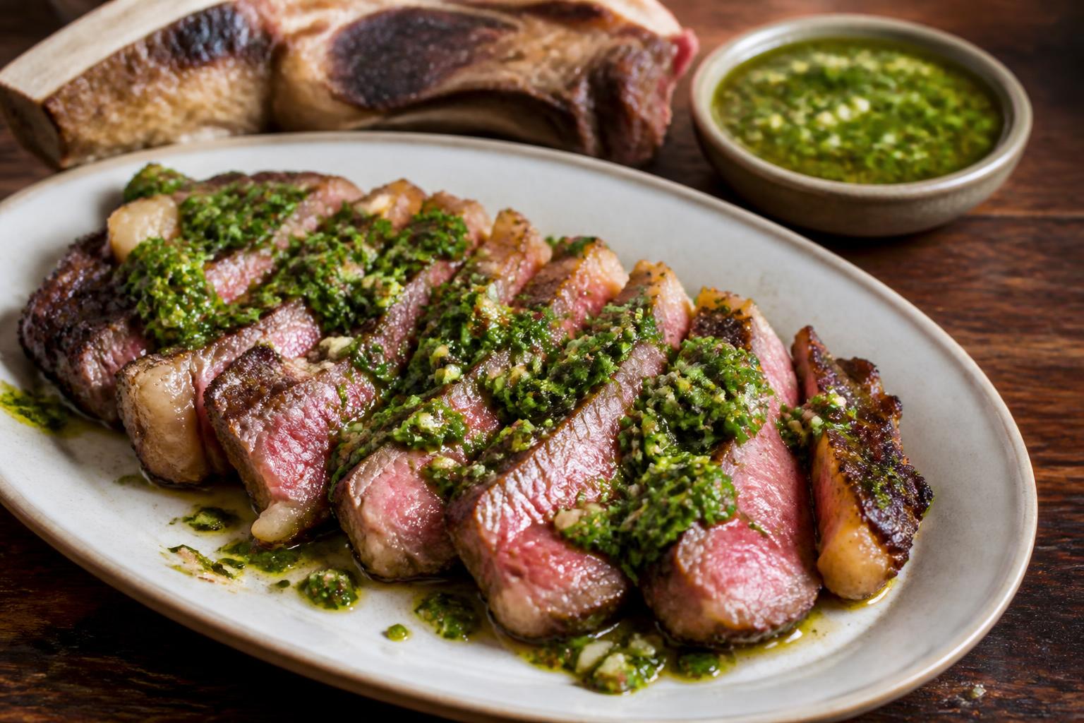 Bistecca alla griglia con salsa chimichurri