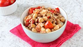 Farro con ceci e gamberetti
