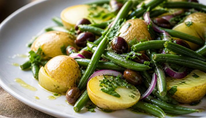 Insalata di fagiolini, patate novelle e olive taggiasche