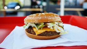 Hamburger con formaggio e insalata