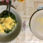 Impasto dei burger nella ciotola con farina di mais