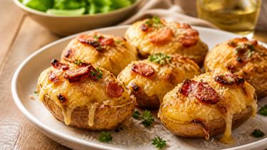 Patate ripiene al forno con pancetta e formaggio