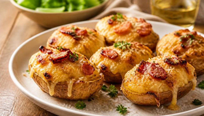 Patate ripiene al forno con pancetta e formaggio