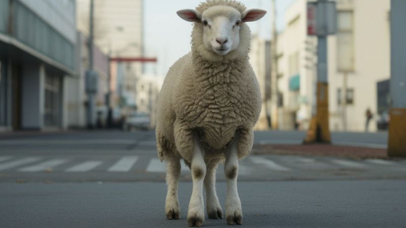 Una pecora domestica in fuga per le strade di Roma