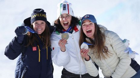 Brignone sul Podio Olimpico