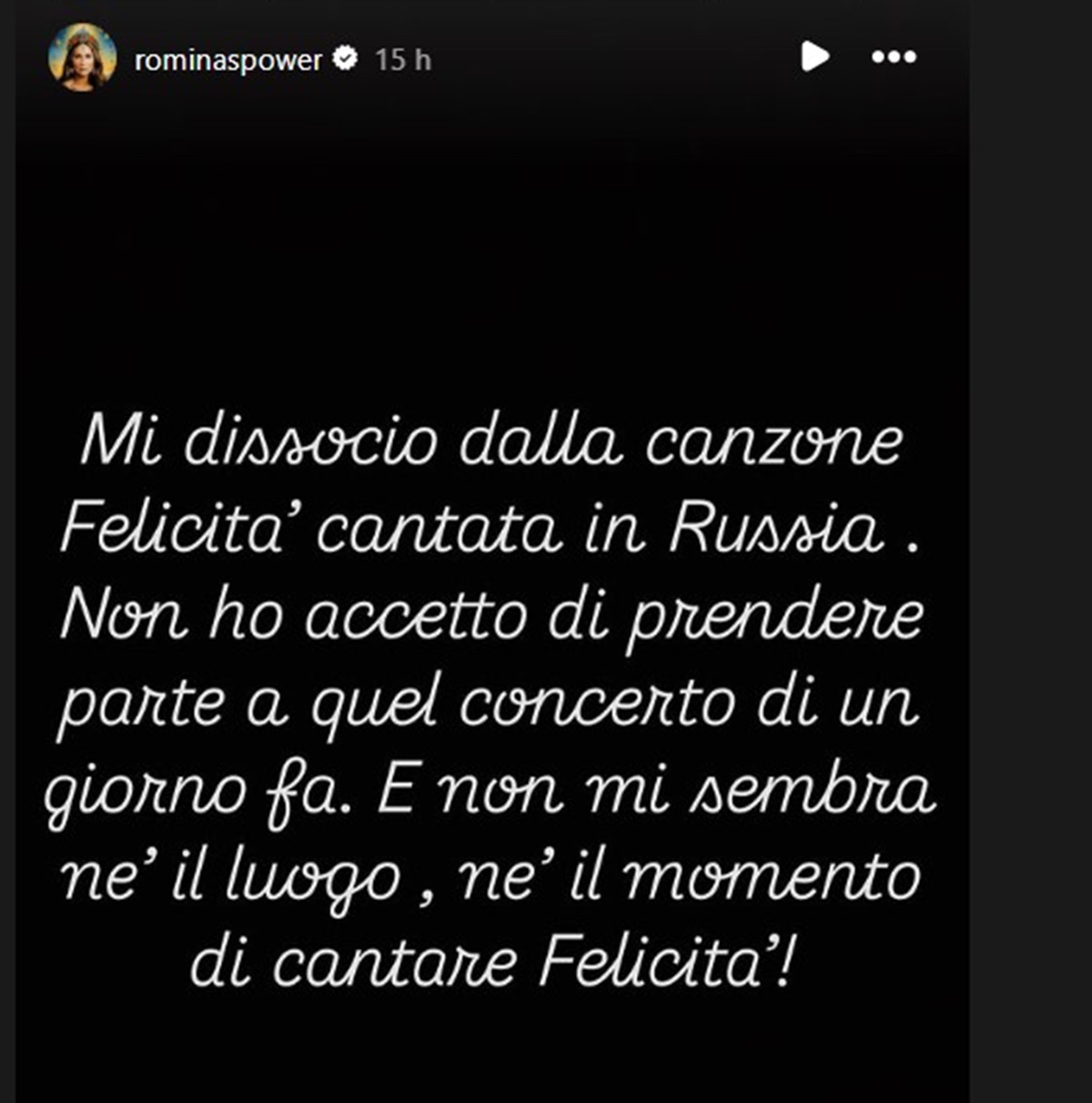 Il post di Romina Power sul concerto in Russia