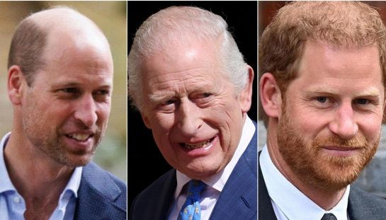 Re Carlo e i suoi figli William e Harry