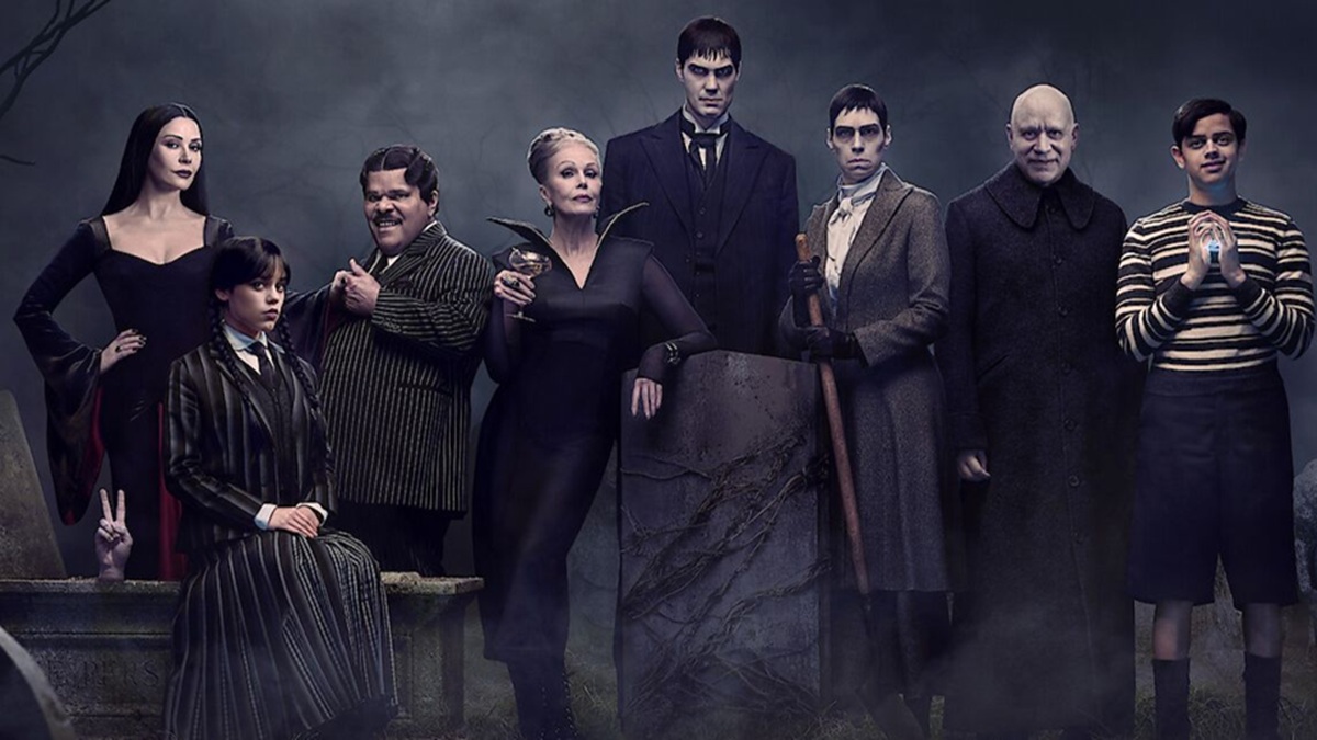 a promotional image for a popular TV series like Wednesday