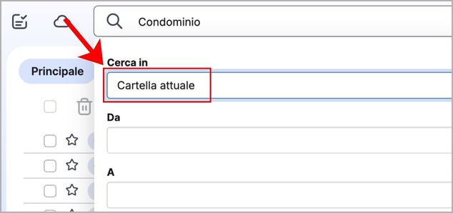 Ricerca parola specifica in una cartella di Libero Mail