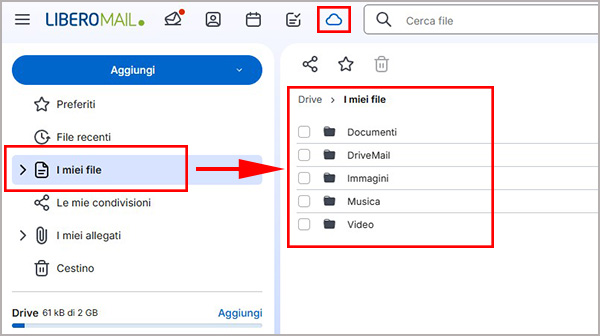 Libero Drive e le cartelle documenti, musica, immagini e video