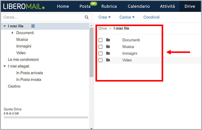 Le cartelle di Libero Drive