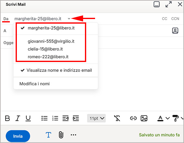 Come selezionare il mittente su Libero Mail