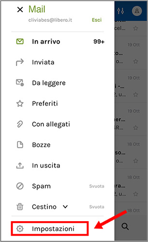 impostazioni sicurezza libero mail app