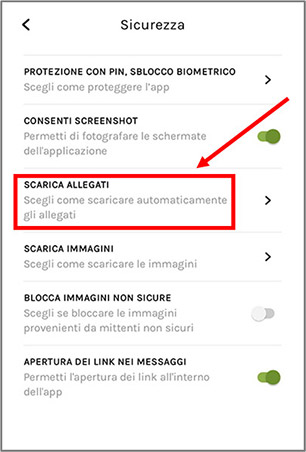 schermata allegati libero mail app