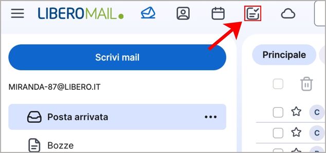Pulsante crea attivit&agrave; su Libero Mail