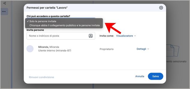 Selezione degli utenti per condividere le attivit&agrave; su Libero Mail