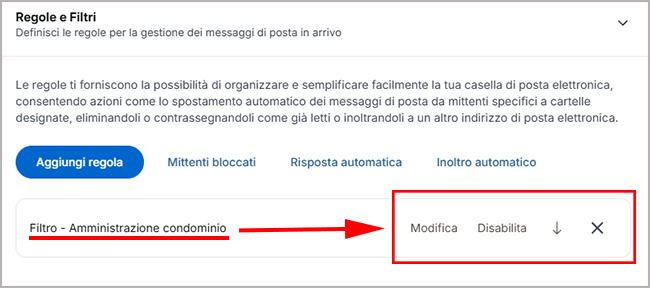 Come disattivare o rimuovere i filtri su Libero Mail