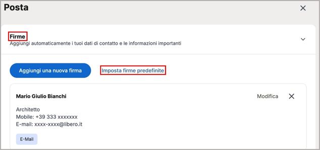 Firma predefinita Libero Mail