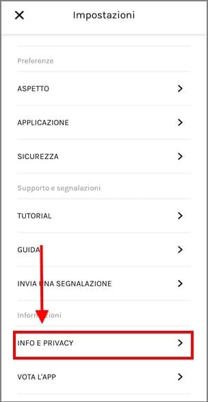 menu impostazioni libero mail app