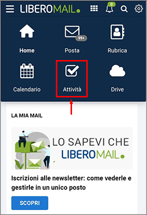 Organizza progetti con Libero Mail da mobile