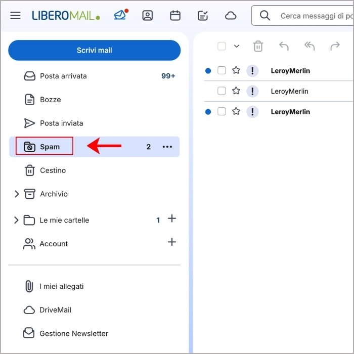Cartella spam su Libero Mail