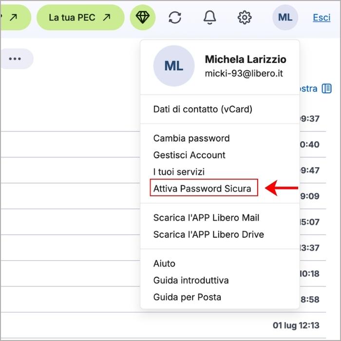 Attiva Password Sicura su Libero Mail