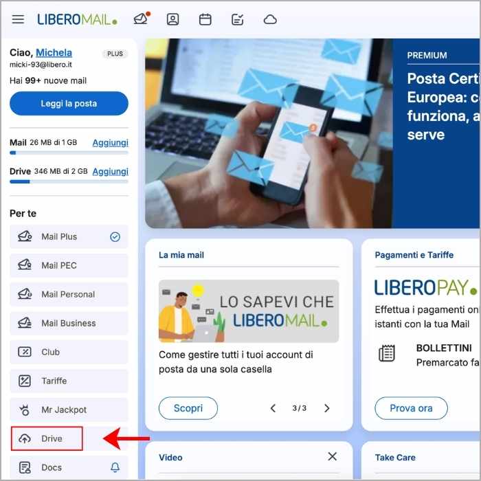 Accedi a Libero Drive