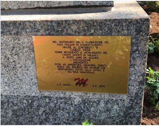 Anpi, una targa fascista al Monumentale