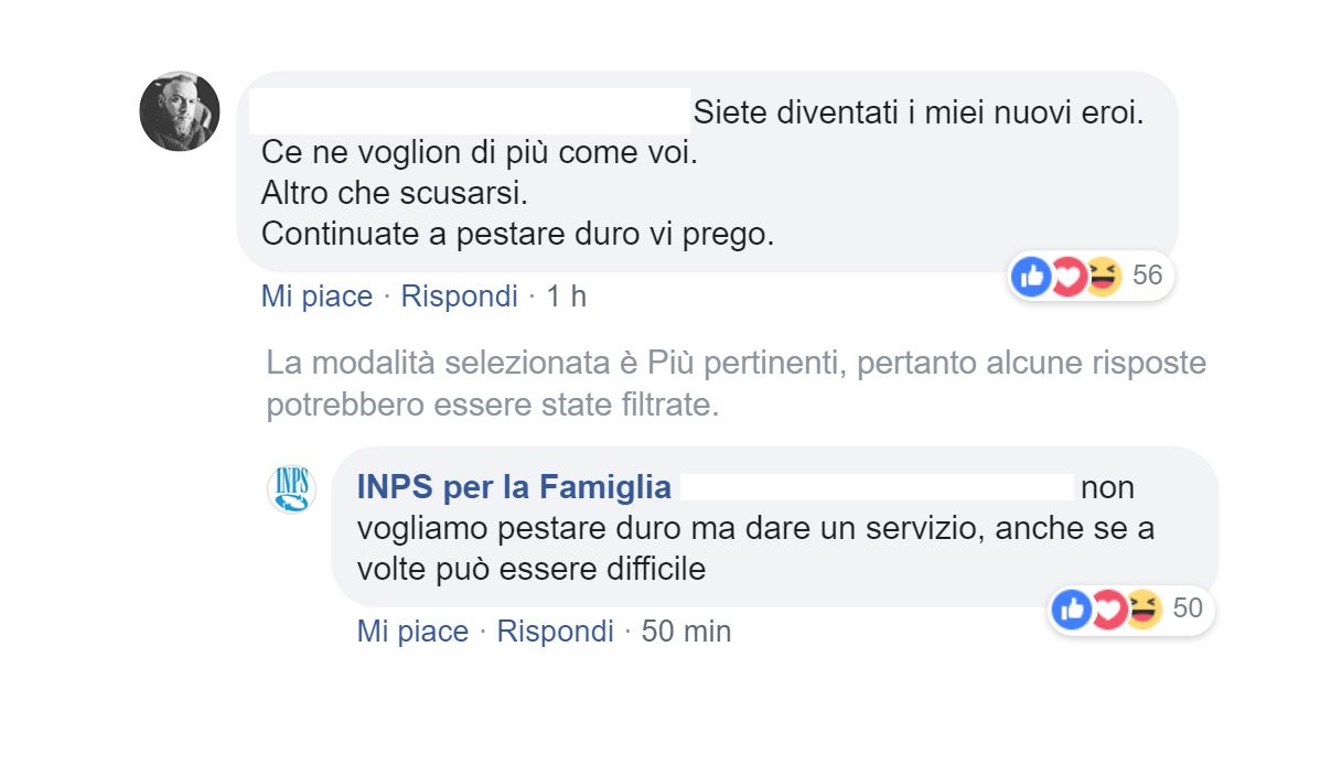 La pagina &#8220;INPS per la Famiglia&#8221; contro gli utenti