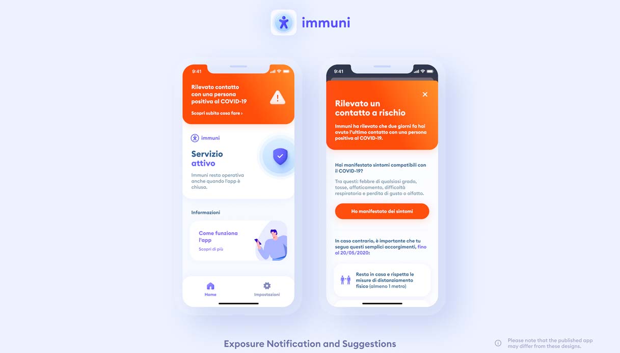 App Immuni, le prime immagini: notifiche con contatti diretti