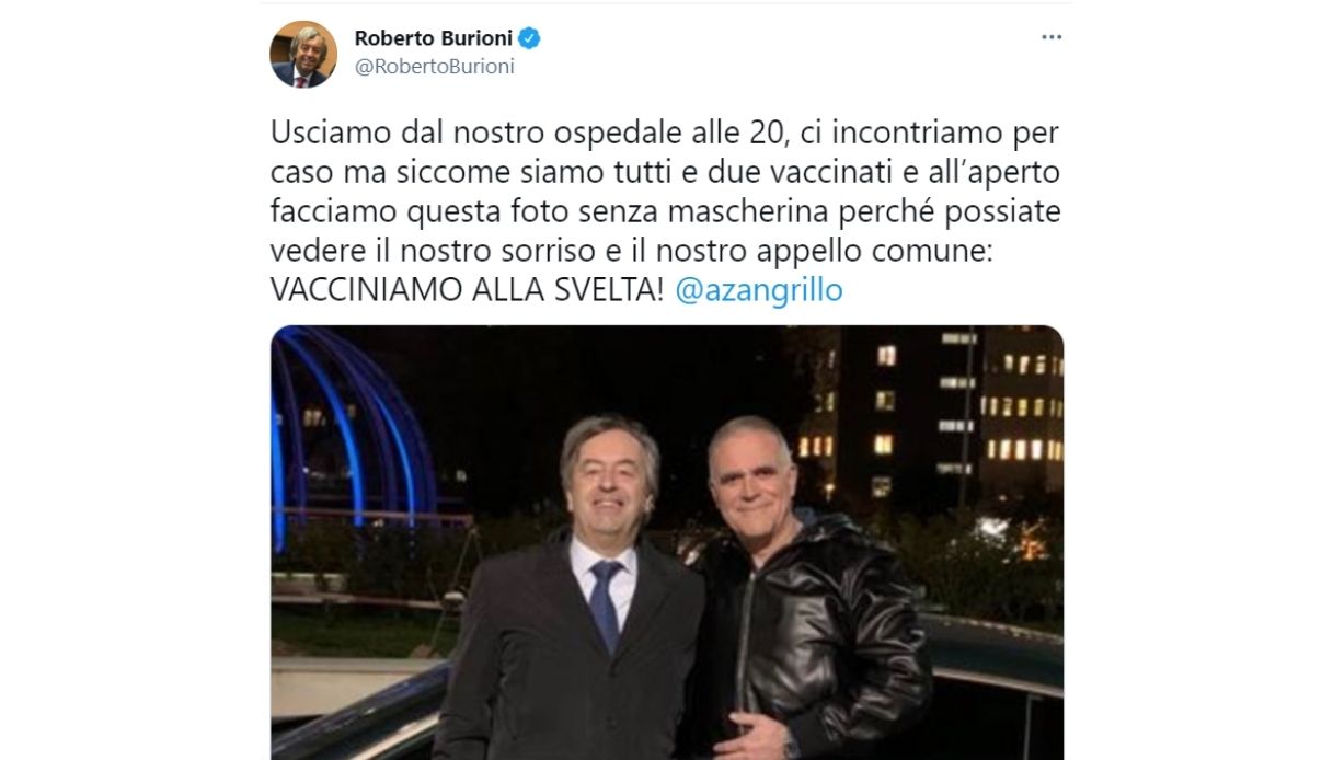 Vaccinati senza mascherina, il parere di Burioni