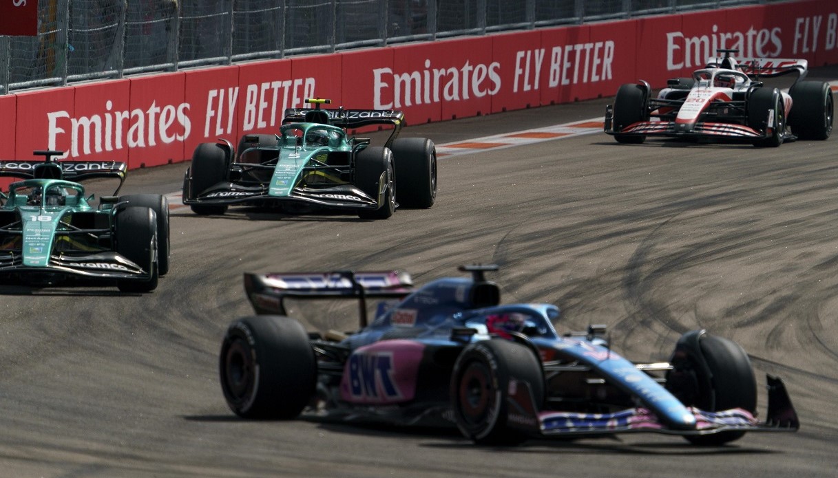  L'Aston Martin di Sebastian Vettel al Gran Prix di Miami.