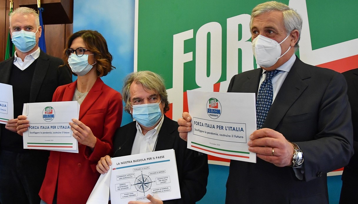 Renato Brunetta con gli ex compagni di partito Tajani e Gelmini.