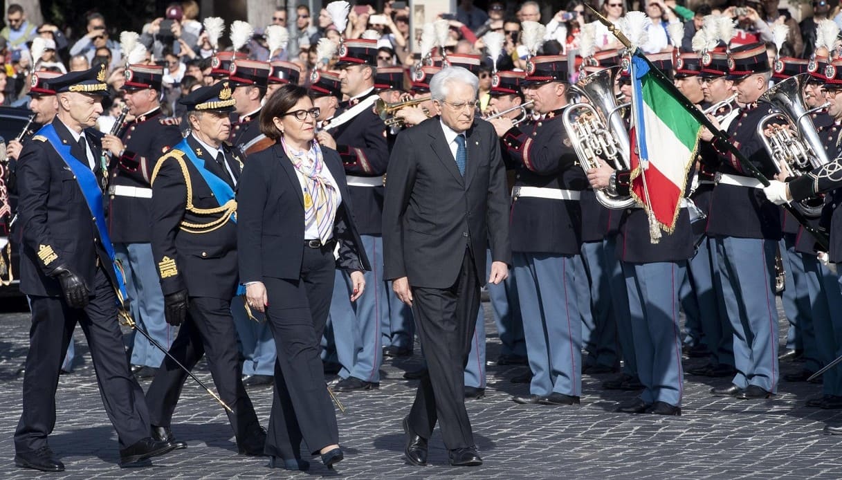 Il presidente della Repubblica Sergio Mattarella alle celebrazioni del 25 aprile.