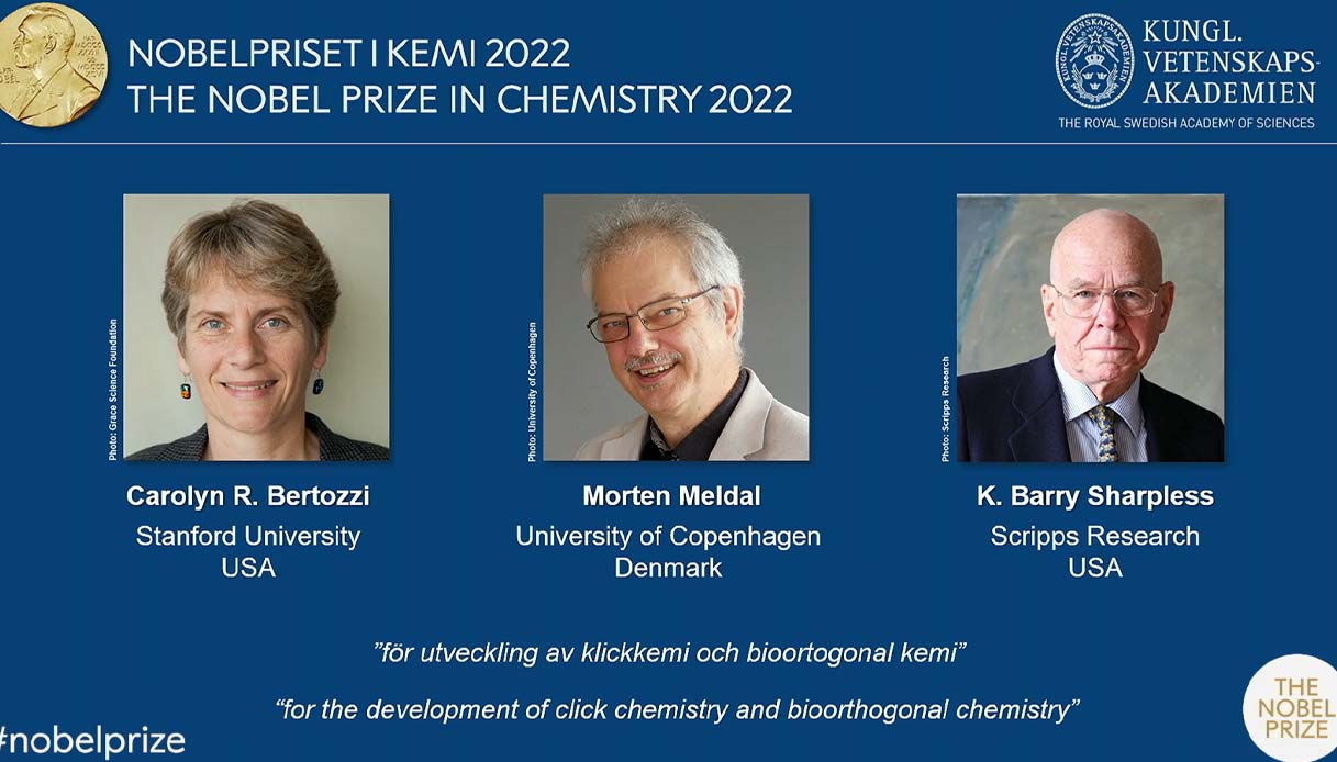Nobel Chimica 2022 a Carolyn Bertozzi, Morten Meldal e Barry Sharpless