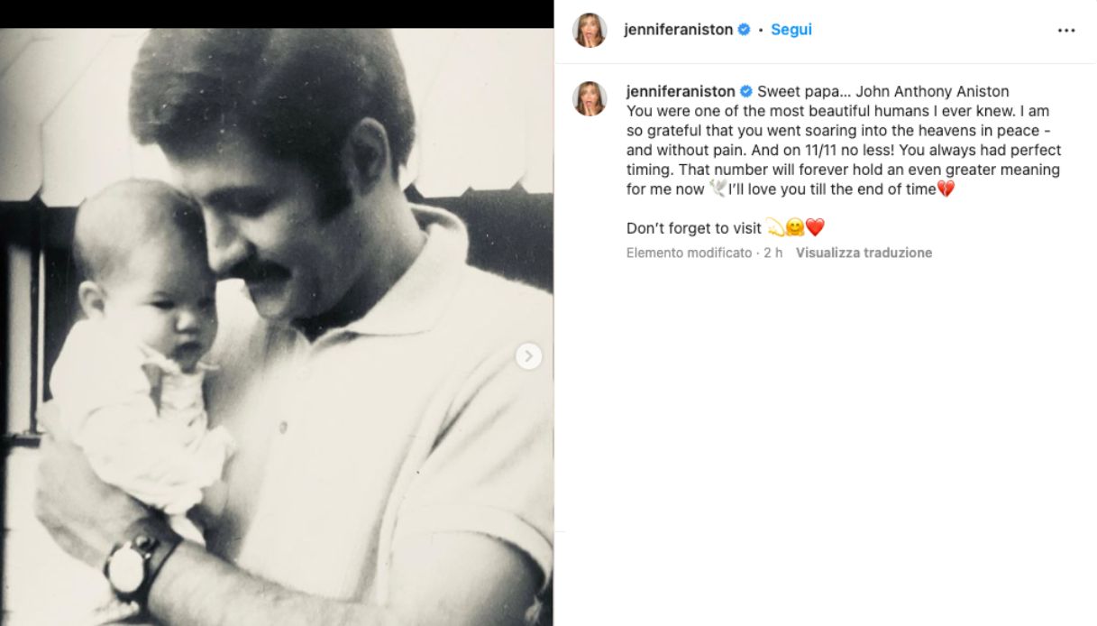 il post di Jennifer Aniston
