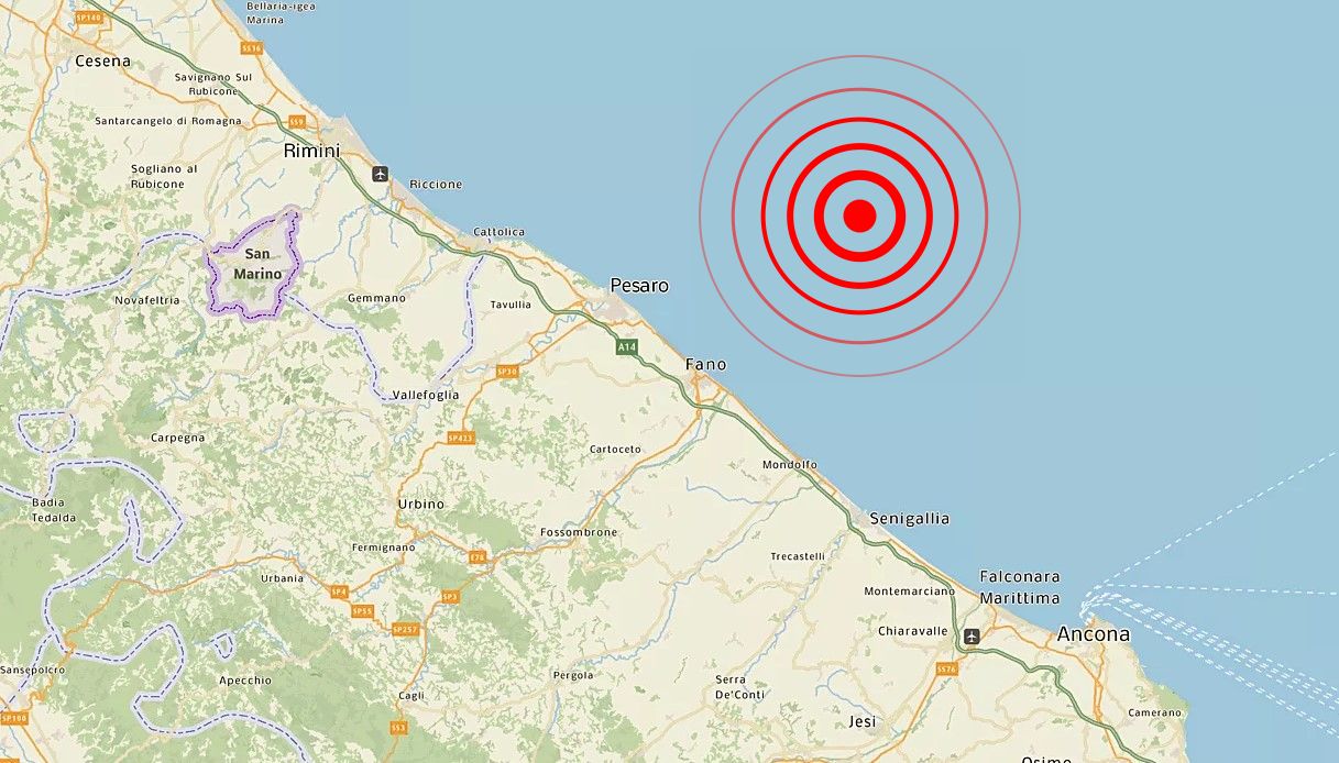 Terremoto nelle Marche, scossa di magnitudo 3.6 al largo di Fano. Continua lo sciame sismico, la situazione